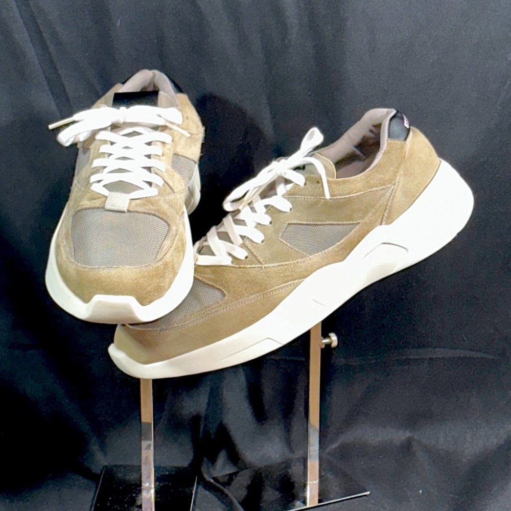 Fear of God Olive Green Suede & Mesh Sneakers with White Sole